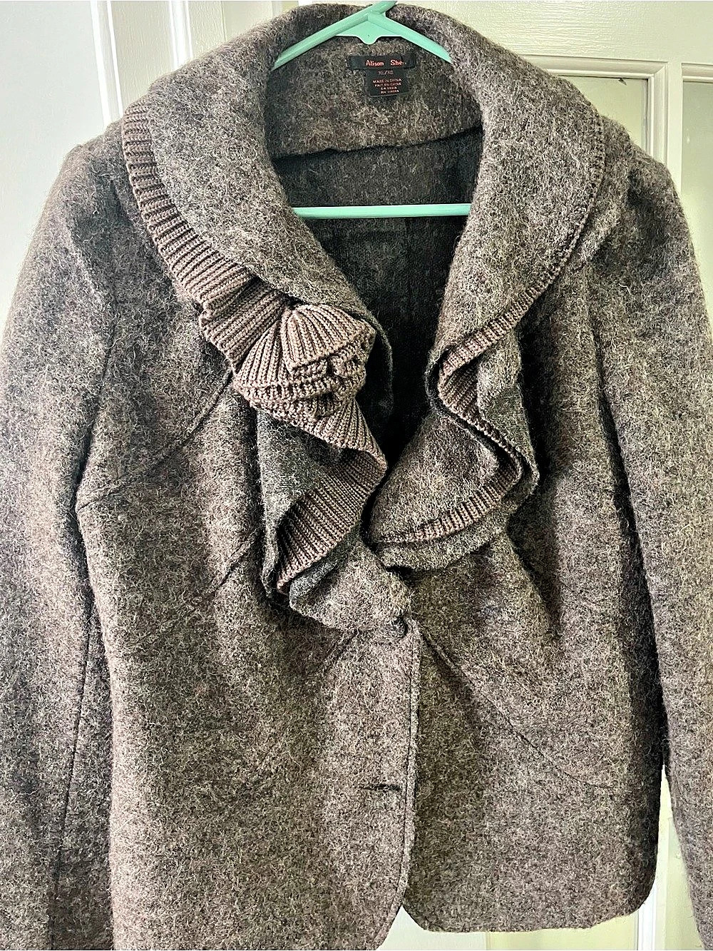 Alison Sheri Draped Collar Sweater Brown XL